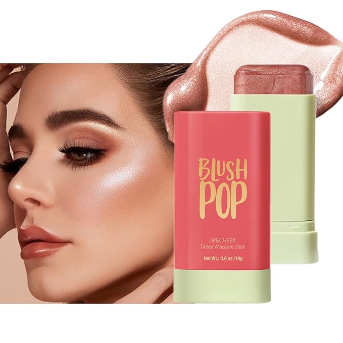 Blush Stick, Cream Blush Stick for Cheeks & Lips, Blendable Long-Lasting Multi-Use Contour Stick & Highlighter Makeup (#5 HIGHLIGHT)