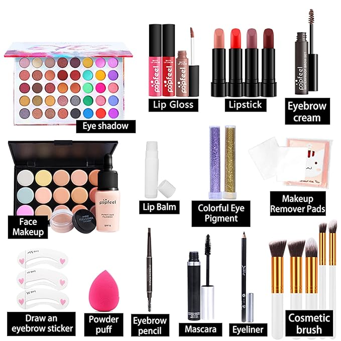 Multi-purpose Makeup Kit All-in-One Makeup Gift Set Colours Mix Eyeshadow Concealer Lip Gloss Pressed Powder and Powder Blusher Cosmetic Makeup Palette Set Kit #092