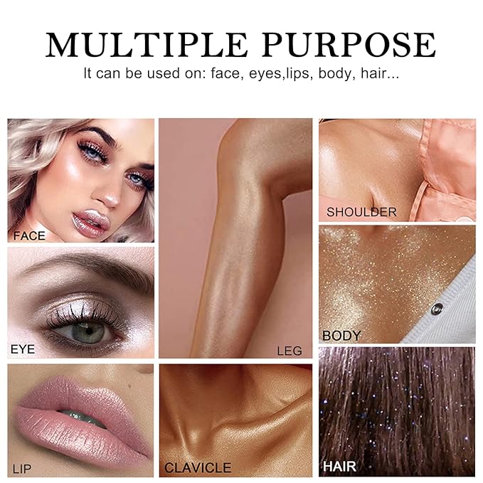Erinde White Silver Face Highlighter Makeup Palette, Shimmer Glitter Highlighter Powder for Face Body, Natural Glossy Highlight Makeup Illuminator Highlighter Palette, Long-Lasting, Lightweight, 01#