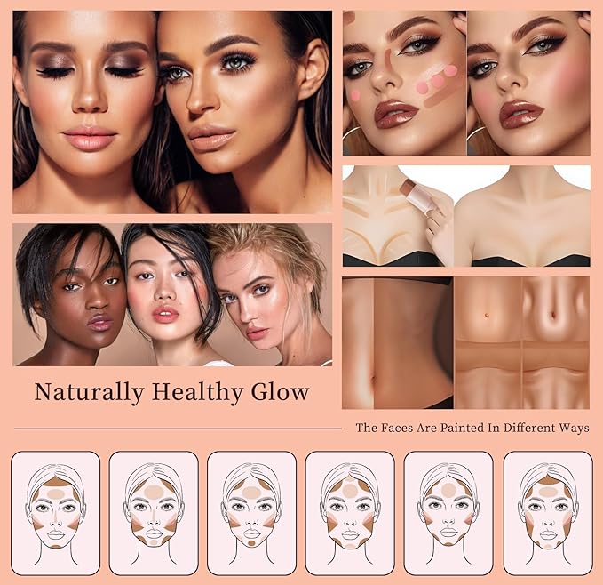 3Pcs Contour Stick Set，3 Colors Contour Stick Makeup Set， Long-Lasting Waterproof Concealer Stick Kit，Cream Blush & Highlighter Bronzer Pen (SET-B)