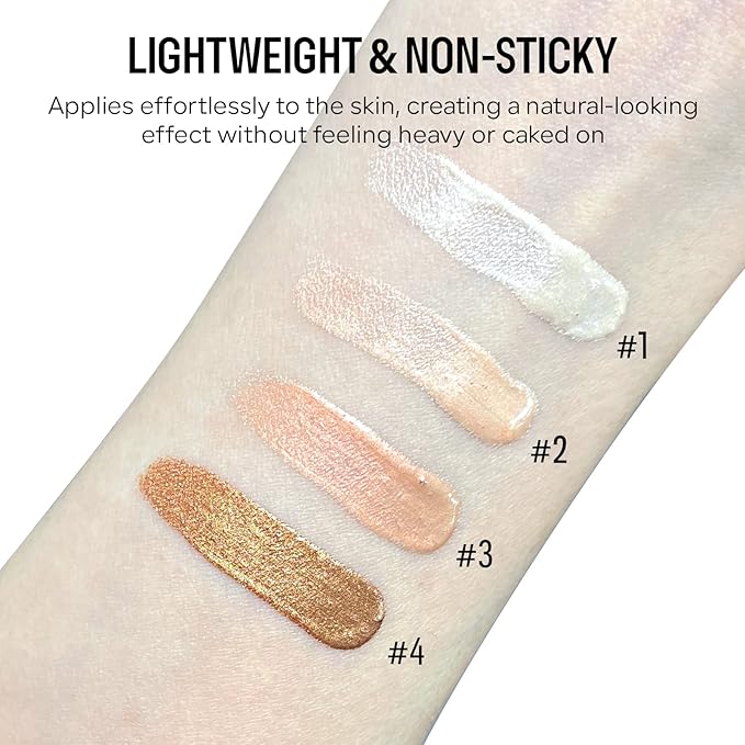 KYDA Liquid Highlighter, Moisturizing Liquid Illuminator for Face & Body, High Glossy Finish, Natural Glow Liquid Luminizer, Silky Creamy, Lightweight Blendable, by Ownest Beauty-#01