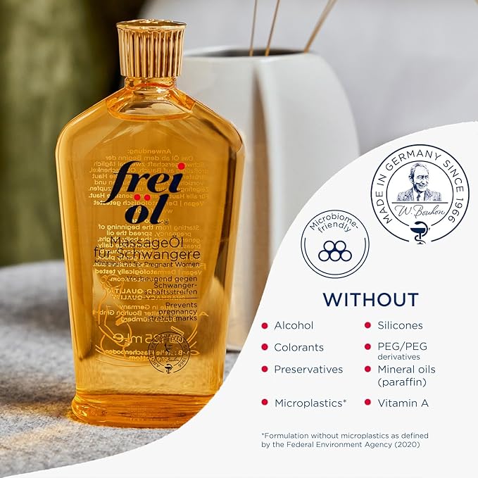 Massage Body Oil for Pregnant Woman – Maternity Skincare Oil, Skin Elasticity Increase by 35% – Prevents Stretch Marks, Safe to use for mom and Baby – Vegan, 200 ml / 6.76 Fl Oz