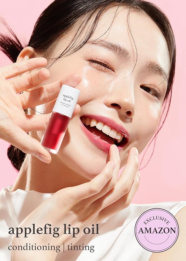NOONI Korean Vegan Lip Oil - Applefig, 0.12 Fl Oz + Korean Lip Oil - Applecherry, 0.12 Fl Oz Bundle