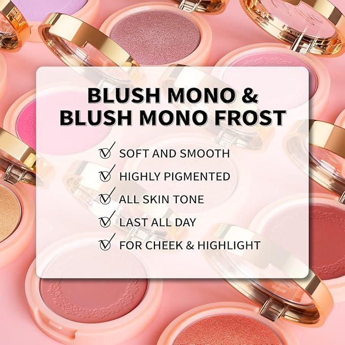 Oulac Plummy Brown Blush Makeup Powder| Rich Color Cream Blush Blendable| Natural Matte Tan Skin| Vegan &Cruelty-Free | 02 Cheek to Cheek 4.8g