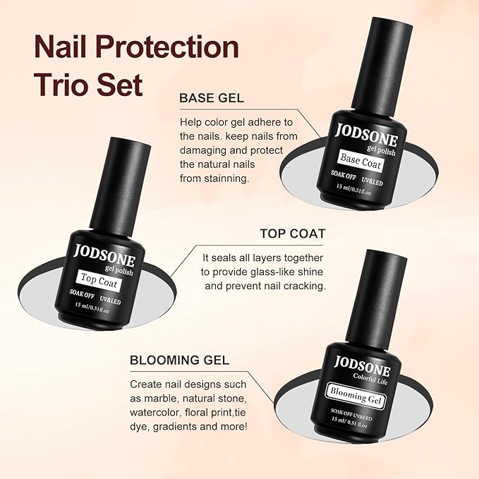 JODSONE 15 ML Blooming Gel Nail Polish Enrich Nail Life Base Coat Top Coat Solid Gel Manicure