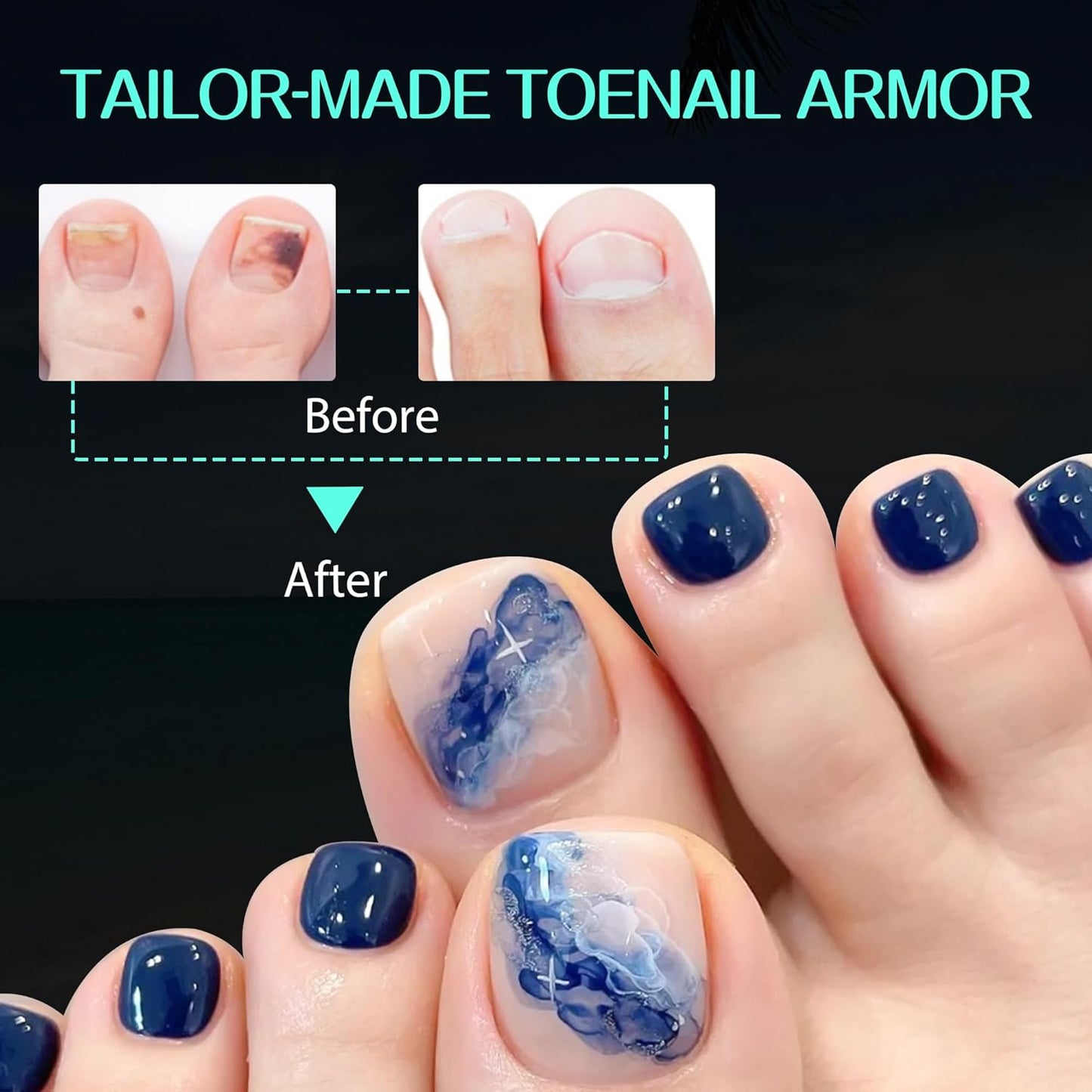 UNA GELLA Toe Nail Tips 504Pcs Short Square False Soft Gel Full Cover Fake Toe Nails Matte Toe Nails 12 Sizes Pre-shape Fake Toenails Gel Toe Nail Tips For Nail Extension Home DIY Nail Salon