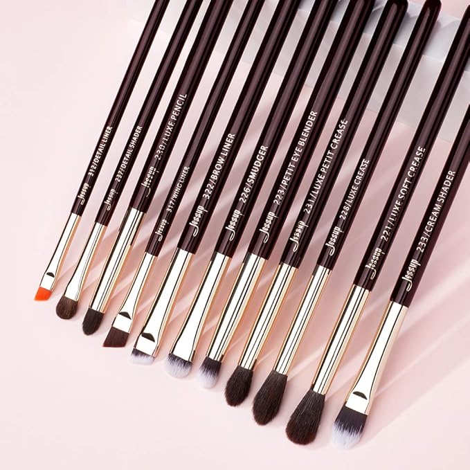 Jessup Professional Eye Makeup Brushes Set Natural-Synthetic 15pcs for Eyeshadow Blending Concealer Eyeliner Eyebrow, Zinfandel T284