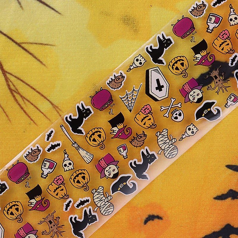 Halloween Nail Foil Transfer Stickers 10 Rolls Orange Pumpkins Skull Nails Stickers Funny Black Hat Nail Foils 1 Box Colorful Starry Sky Paper Nail Decals Halloween Nails Art Sticker Nails Art Decals