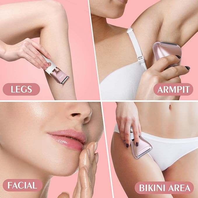 Ufree Electric Shaver Razors for Women Pubic Hair, Bikini Trimmer for Face and Body Hair, Wet & Dry Use Groomer, Hair Trimmer, Birthday Gifts for Women, Gold