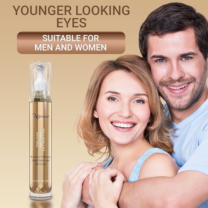 Under Eye Cream with Caffeine, Hyaluronic Acid, and Vitamins E, C, K - Advanced Dark Circle and Puffiness Treatment, Reduces Fine Lines