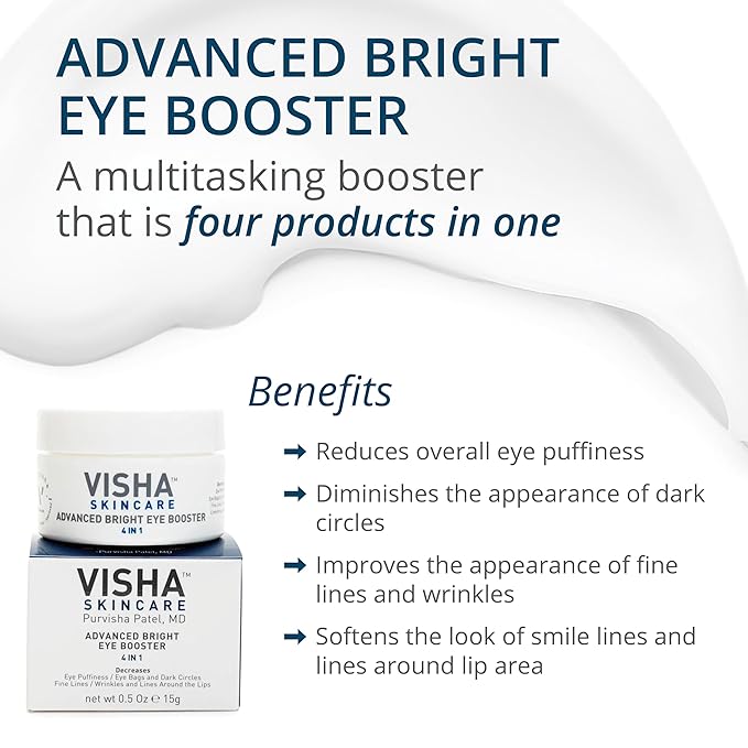 Skincare Advanced Bright Eye Booster 4 in 1 Cream, Under Eye Cream for Dark Circles and Puffiness, Decreases Wrinkles and Lines Around Eyes and Lips, Reduces Overall Eye Puffiness 0.5oz