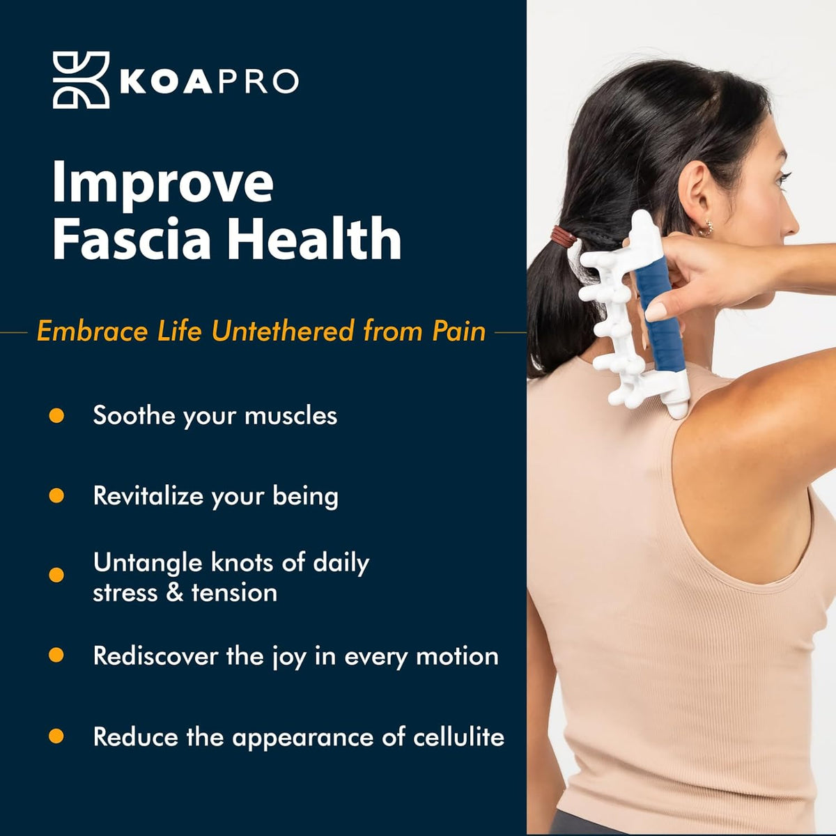 KOAPRO Fascia Massage Tool Blaster for Cellulite, Muscle Knots, Trigger Points - All-in-One Full Body Myofascial Release Tool, Facia Blaster, Targeted Tension Relief, Effective Back and Neck Massager