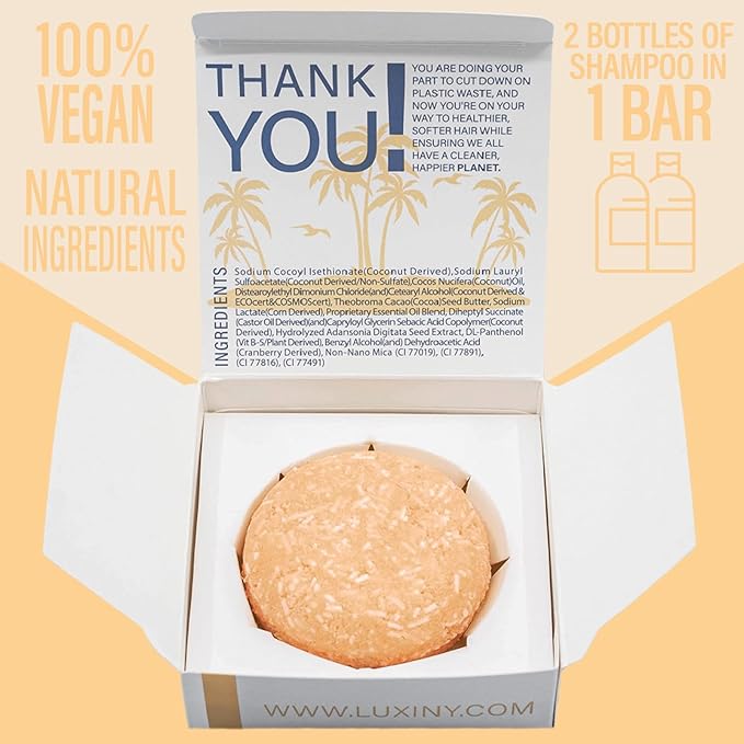 Citrus Splash Shampoo Bars for all Hair Types is Vegan, Sulfate Free and Made in the USA. This beach shampoo bar has a swim detangler and is great as a travel shampoo. Get up to 60 washes.