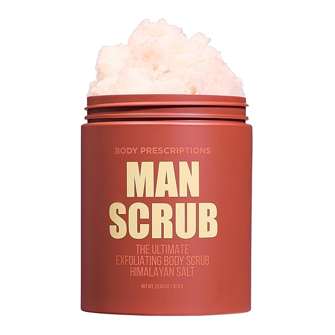 Body Prescriptions Men’s Exfoliating Body Scrub – Ultimate Skin Cleansing Wash in Jar with Twist-Top Lid, For All Skin Types, 21 Ounce (Pack of 1), Himalayan Salt