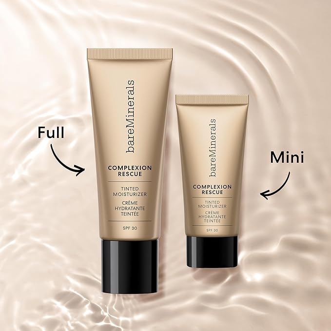 bareMinerals Complexion Rescue Tinted Moisturizer for Face with SPF 30 + Hyaluronic Acid, Hydrating Tinted Mineral Sunscreen for Face, Skin Tint, Vegan (Mahogany 11.5)