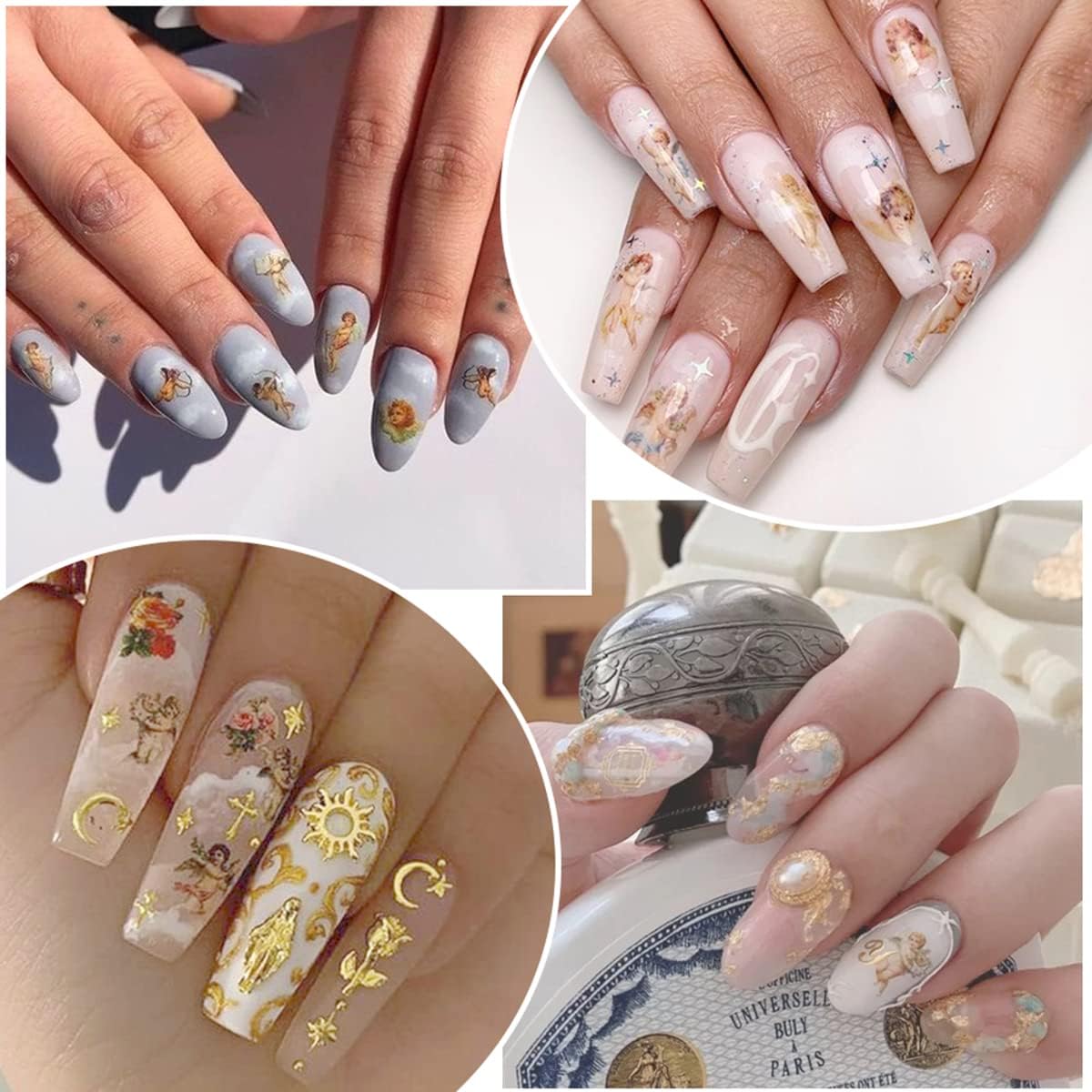 8 Sheets Valentine's Nail Art Stickers - Angel Cupid Water Transfer Foil Decals - Heart Designs for Women Girls - Nail Art Decorations