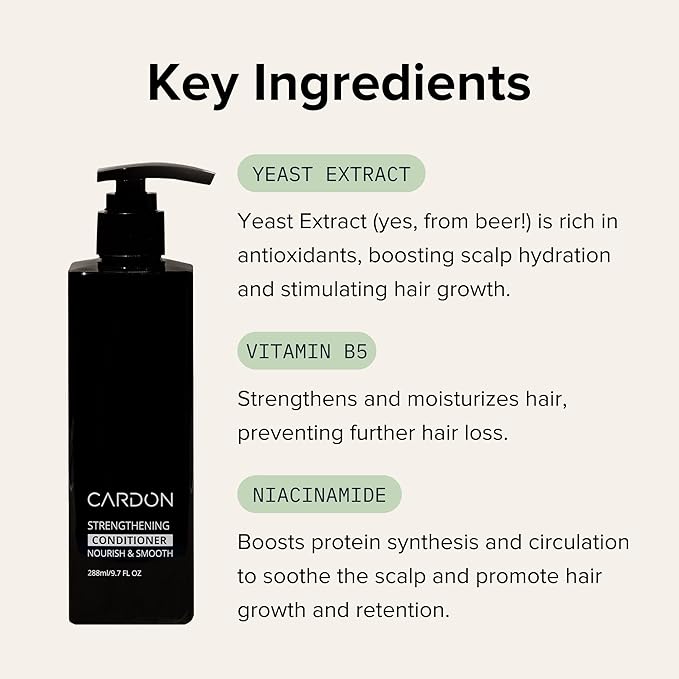 Hair Growth Conditioner for Men by CARDON, Prevent Thinning Hair and Hair Loss with Niacinamide & Vitamin B5 for healthy scalp, Korean Skin care, Deep Conditioner for dry damaged hair, (1 Bottle)