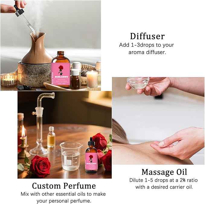 Organic Rose Water Toner Spray for Face, Skin Care, Soaps, Skin Hydration, Bath Facial Mist Toner 118 ml