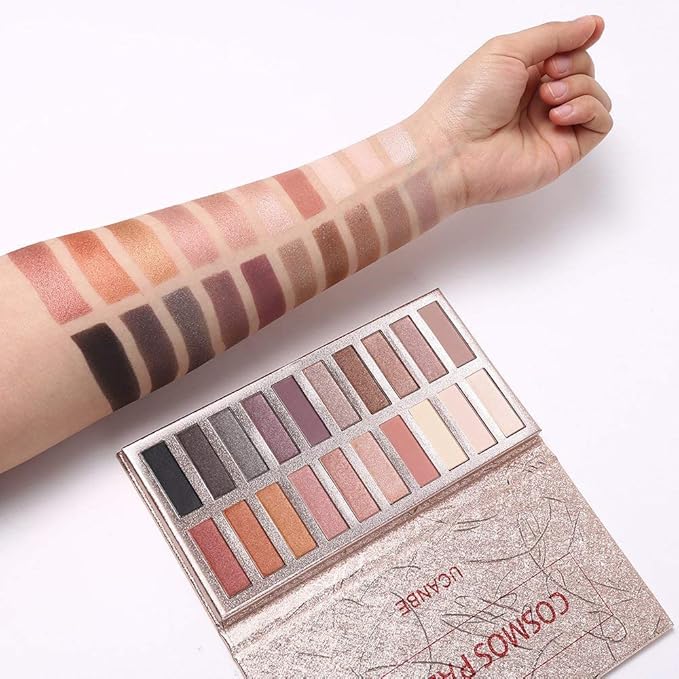 UCANBE 20 Colors Nude Eyeshadow Palette, High Pigmented Shimmer Matte Metallic Eye Shadow Pallets, Long Lasting Blendable Neutral Smokey Warm Bronze Eye Makeup