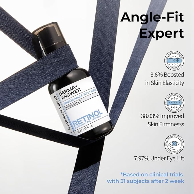 CNP Retinol PCL Eye Treatment Serum (1.01 fl.oz/ 30ml) - DermaAnswer Tension Angle-Fit Ampule, Under Eye Tightening, Firming, Korean Night Skincare, Fine Lines and Dark Circles