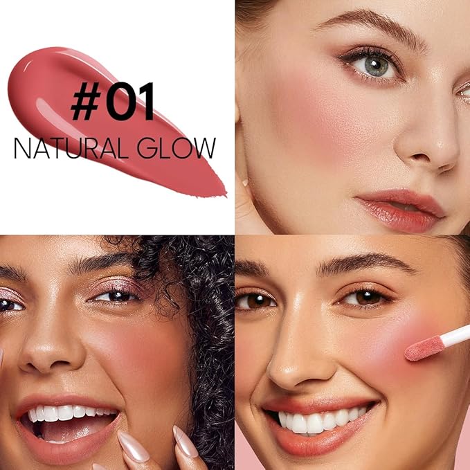 Liquid Cream Blush Stick Makeup for Cheeks | Build-in Brush - Application & Blending in One #L001 + #L002
