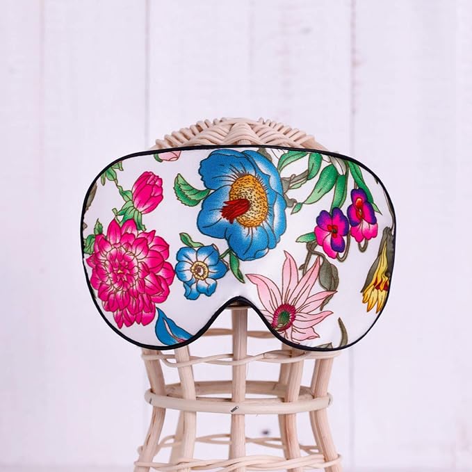100% Pure Silk Eye Mask Sleep Eye Mask Eye Cover Eyeshade Sleeping Eye Mask Printed Colors (#10)