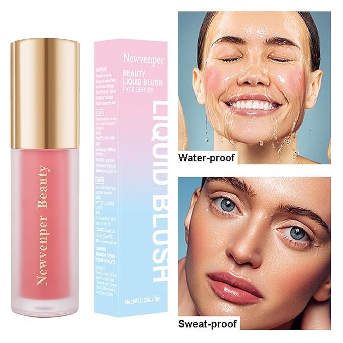 Face Blush with Brush Liquid Blush for Cheeks Long Lasting & Smooth Creamy Formula Lightweight Blush Stick Blush Wand Crystal Pink
