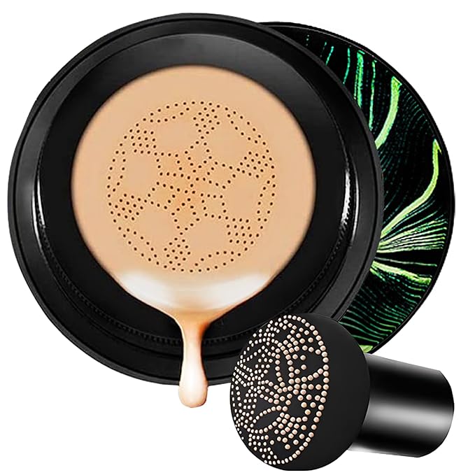 Moisture Cushion CC Cream Foundation for Mature Skin - Flawless Concealer BB Cream with Mushroom Head, Long-Lasting Waterproof Air Cushion CC, Natural honey and pine Makeup cream, Even Skin Tone（03#）