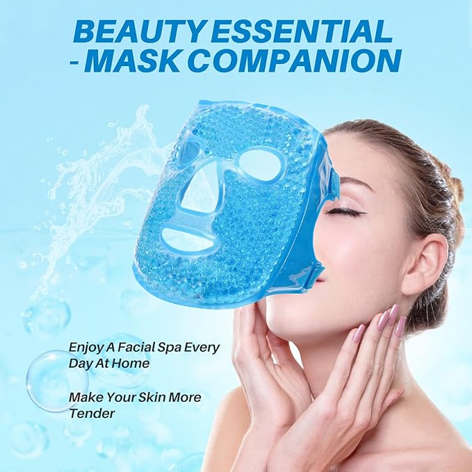Ice Pack Cold Face Eye Masks Reduce Face Puff, Dark Circles, Reusable Cold Hot Gel Face Eye Mask, Suitable for Women Facial SPA, Ice Face Mask for Sleeping, Headaches (Blue)