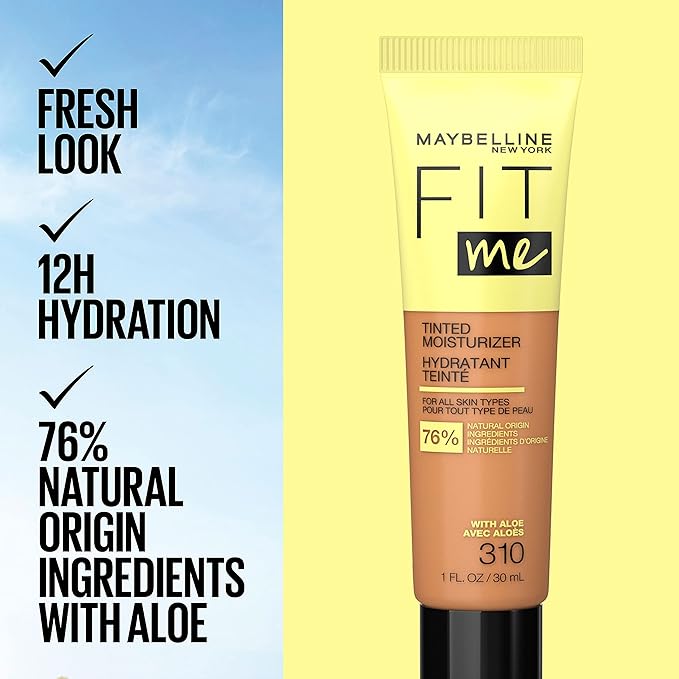 Maybelline Fit Me Tinted Moisturizer, Natural Coverage, Face Makeup, 375, 1 Count
