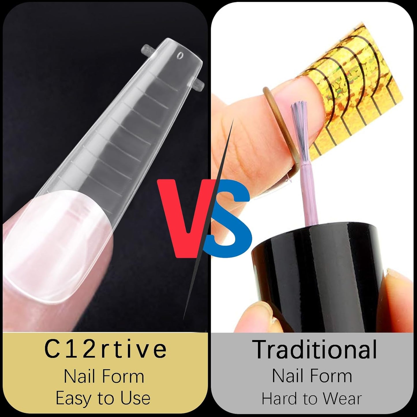 120Pcs Clear Dual Nail Forms,Long Ballet Extension Poly Nail Gel Nail Forms Full Cover Nail Molds 12 Sizes for Solid Nail Gel Glue Nail Art Design Salon&DIY(Extra Long Ballet)