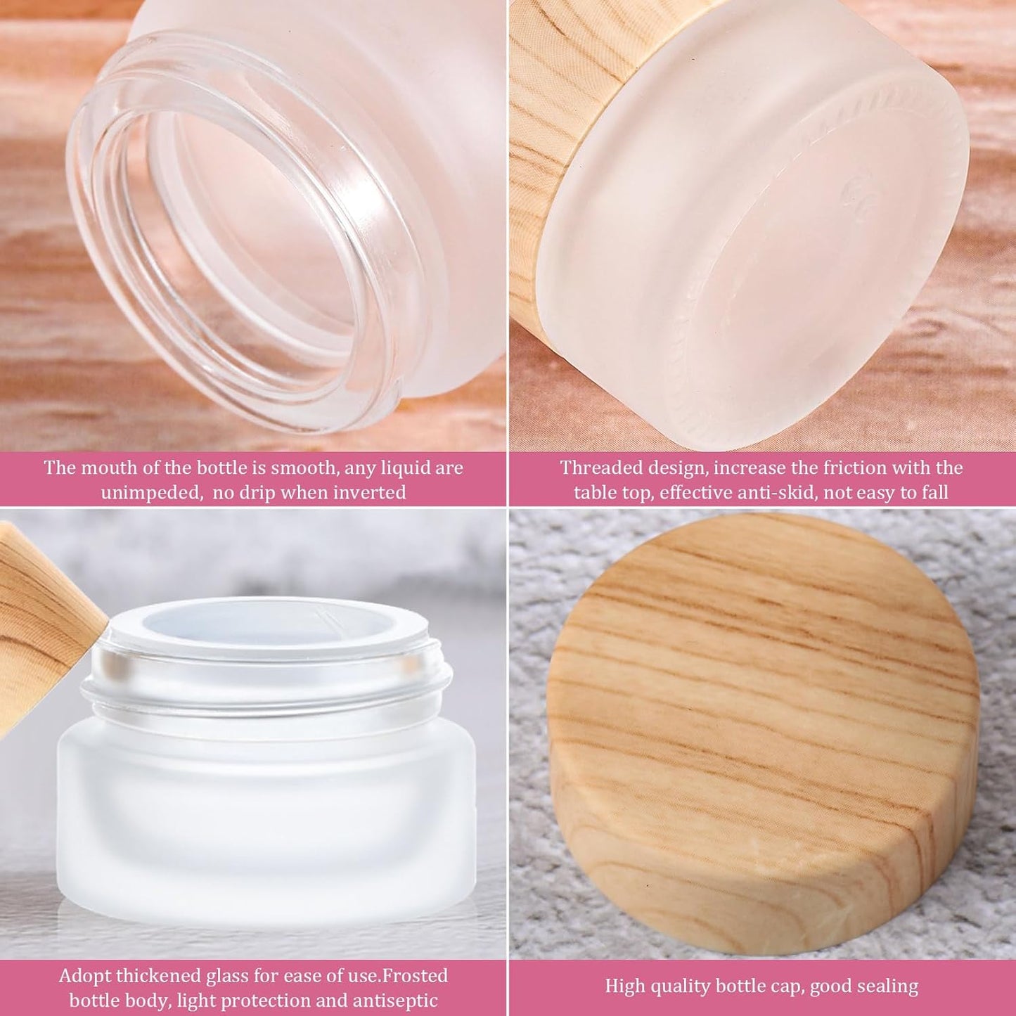 Geiserailie 150 Pieces Glass Cosmetic Containers Empty Sample Jars with Leak Proof Lids Makeup Sample Containers for Lotion Cream Cosmetic (5 Gram)