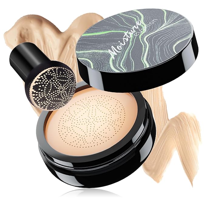 Mushroom Head Air Cushion CC Cream - Oil Control & Moisturizing Concealer Makeup Base, Brighten Long - Lasting Even Color Correcting Concealer Full Coverage for All Skin Types (Natural)