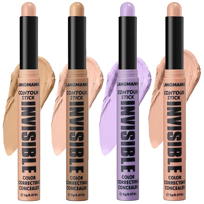 LANGMANNI Multi-Use Face Contour Stick,Highlighter & Concealer Stick, Combo Use For Correcting Color Balancing (#03+#04+#05+#06, 4 Count (Pack of 1))