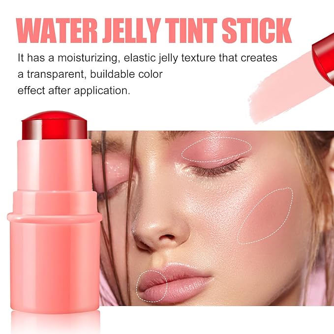 Milk Jelly Blush Cooling Water Jelly Tint, Milk Jelly Tint Jelly Blush Stick, Milk Lip And Cheek Stick, Sheer Lip & Cheek Stain, Jelly Tint Makeup (Pink, Free Size)