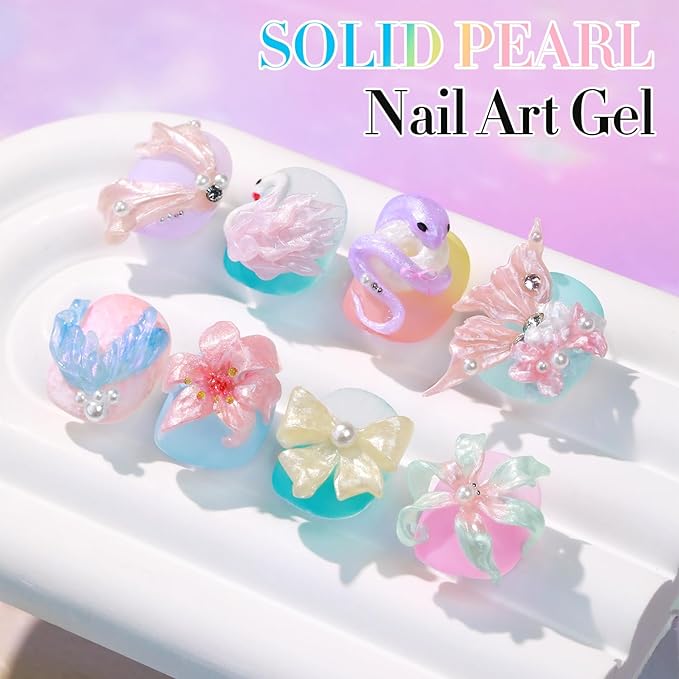 Double Rhythm 3D Nail Gel Pearl Solid Sculpting Gel for Nail Art Non-Sticky Hard for Building Carving Molding Extension Soak Off UV/LED Nail Art Salon Home DIY 0.5 Oz (Nude-Silk 02)