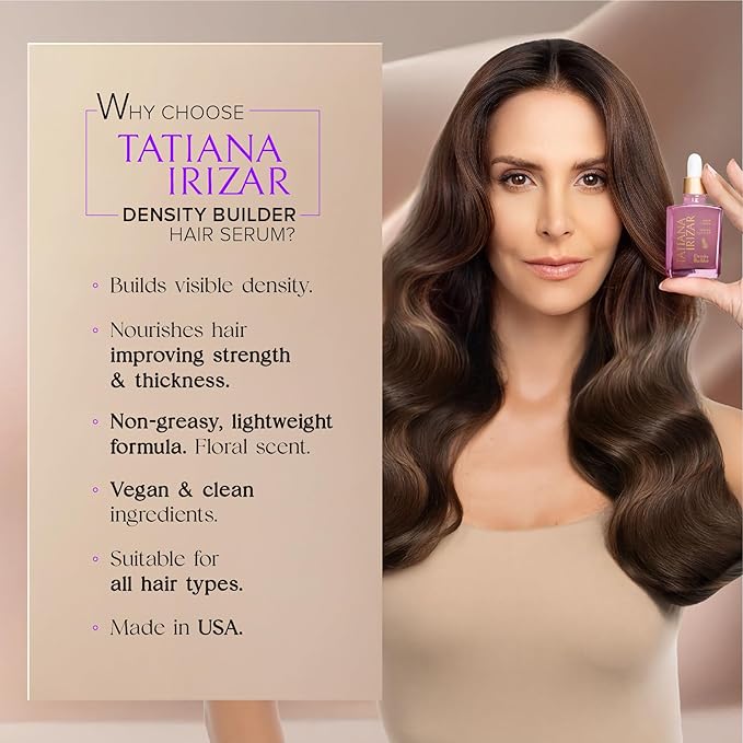 Hair Thickening Serum - Hair Density Serum Builder for Women Made in USA 30ml - Clinically Proven Scalp Treatment Non-Greasy - Natural Biotin, Argan & Pea Peptides - For Thinning, Fine or Damaged Hair