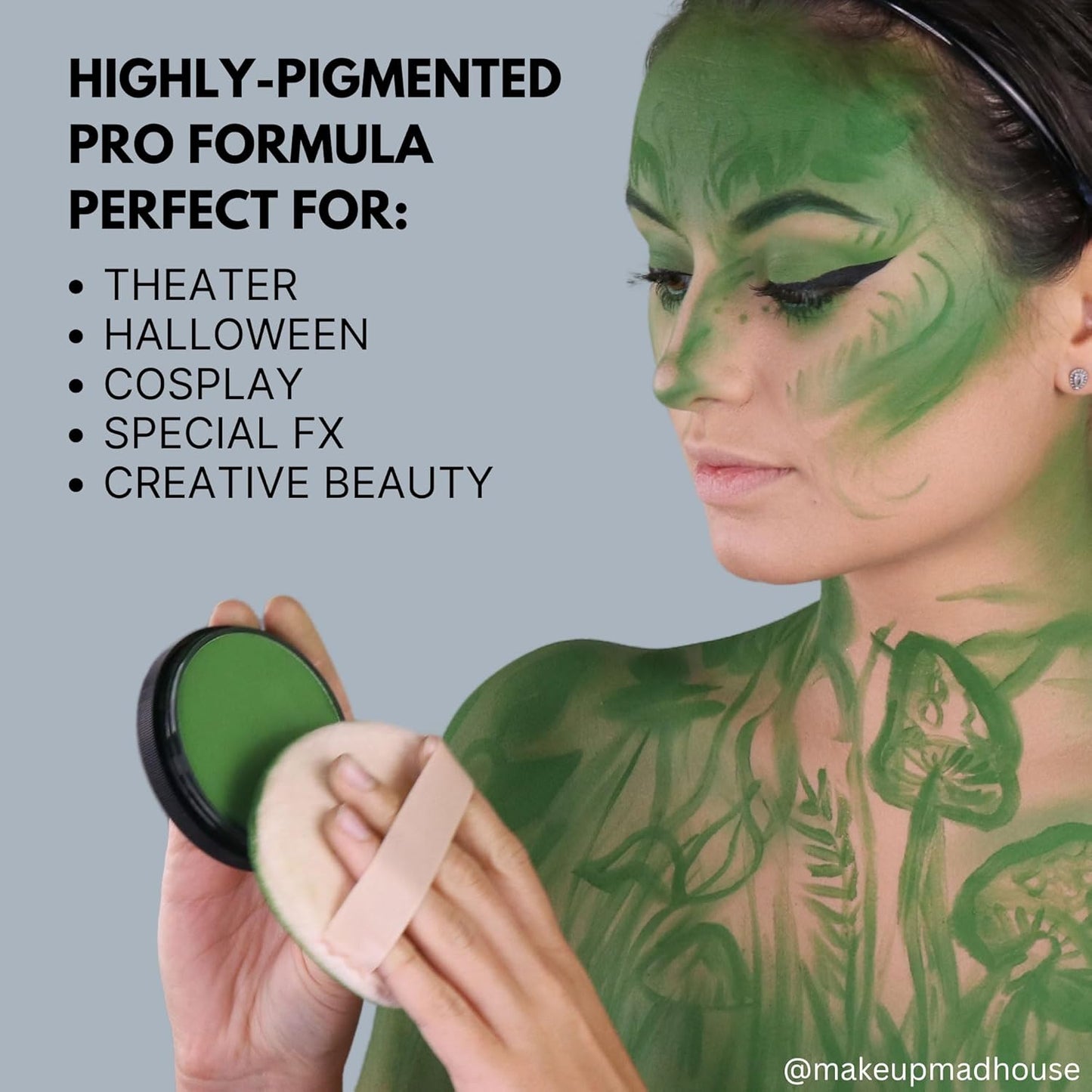 Mehron Makeup StarBlend Cake Makeup | Wet/Dry Pressed Powder | Powder Foundation | Blue Face Paint & Body Paint 2 oz (56g)