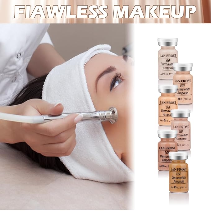 BB Facial Glow Serum Starter Kit Hyaluronic Acid Essence Foundation Skin Care Kit 0.27oz 6 Vials, Combined With Niacinamide and Peptides To Brighten Skin Tone Anti-Aging Foundation 6-Color(Multicolo)