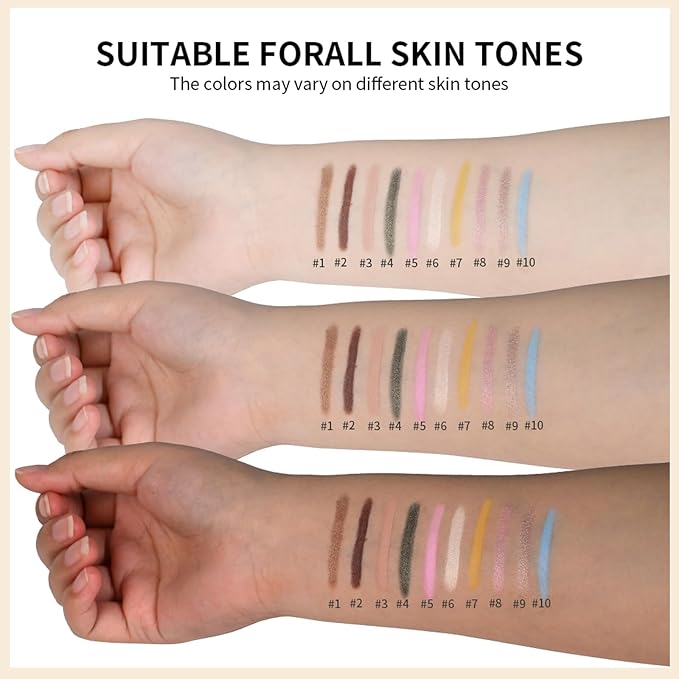 Erinde Waterproof Eyeshadow Stick, Cream Eye Shadow Stick, Long-Lasting, Crease-Proof, Cream to Powder Buildable & Blendable Eye Shadow Pencils Crayon, Vegan & Cruelty-Free, 08 Fancy