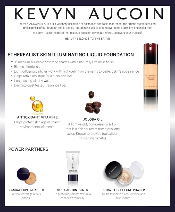 Kevyn Aucoin The Etherealist Skin Illuminating Foundation, EF 13 (Deep) shade: Comfortable, shine-free, smooth, moisturize. Medium to full coverage. Makeup artist go to. Even, bright & natural look.