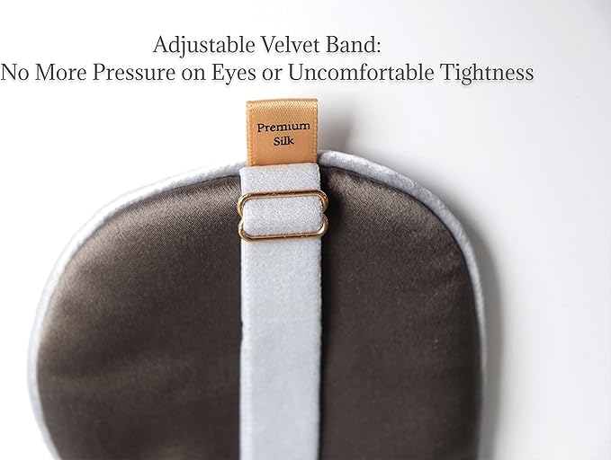 Premium Handcrafted 25 Momme Mulberry Silk Eye Mask for Sleeping (Silver Lining)