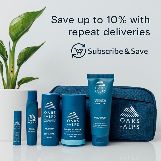 Oars + Alps Wake Up Eye Roller and Eye Depuffer, Dermatologist Tested Skin Care Infused with Caffeine and Aloe Vera, TSA Friendly, 0.5 Oz