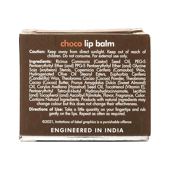 mCaffeine Deep Moisturizing Choco Lip Balm for Healing Dry & Chapped Lips - 24 Hrs Moisturization | Lip Care for Men & Women with Cocoa Butter & Hazelnut Oil | Natural & Vegan (12gm)