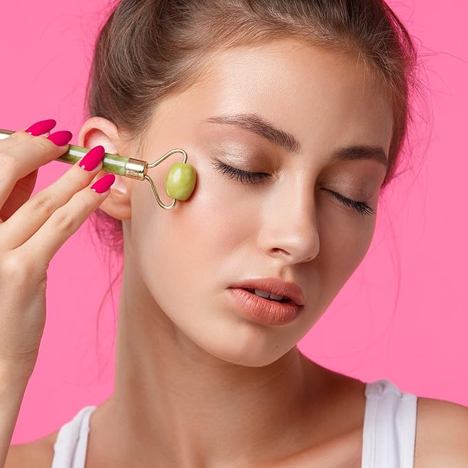 Bulex 100% Natural Jade Face Roller/Anti Aging Jade Stone Massager for Face & Eye Massage - Make Your Face Skin Smoother and Looks Younger