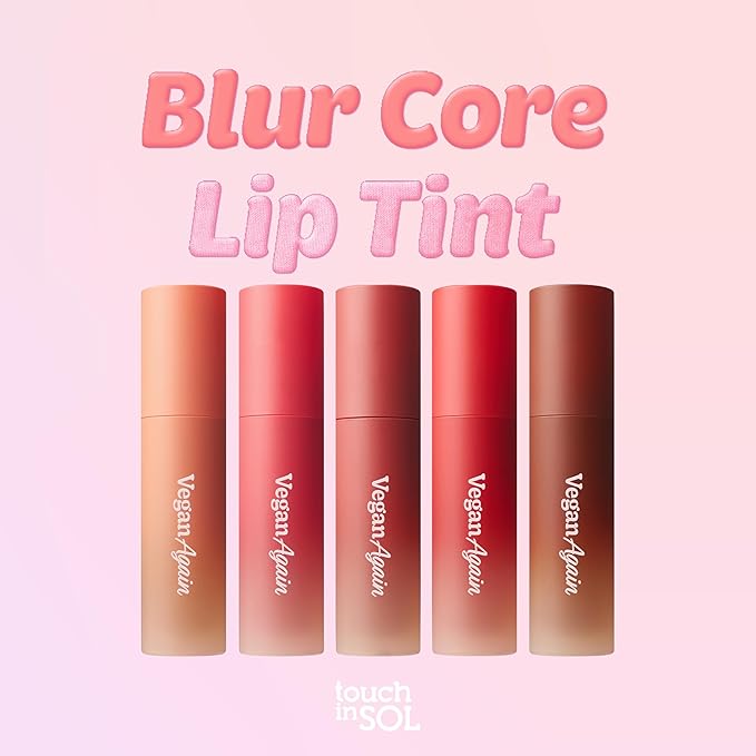 Touch in Sol Vegan Again Blur Core Lip Tint (#Brick Hazel) - Long Lasting, High Pigment Velvet Matte Lip Stain – Lightweight Smooth Blur Finish, 0.12oz