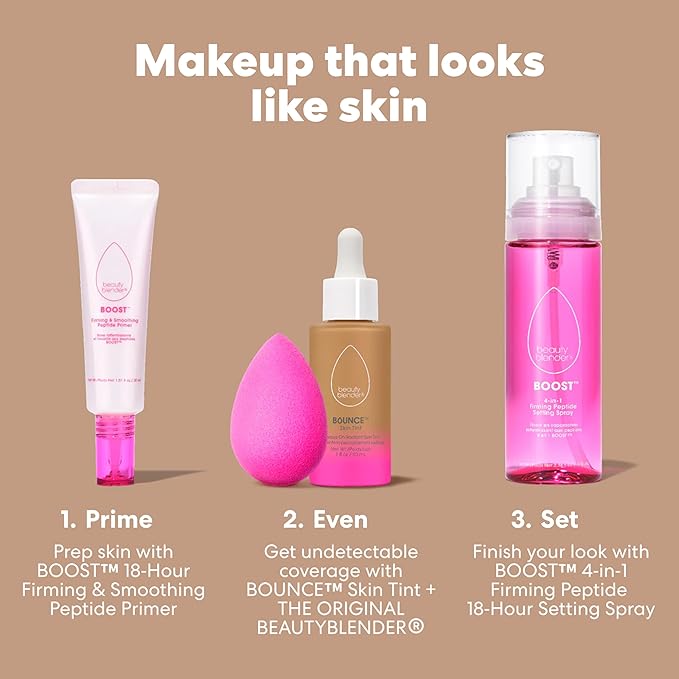 Beautyblender 12-Hour Always on Radiant Skin Tint, Breathable Serum Foundation Stays Put for All Day Long Wear, Infused with Hyaluronic Acid & Niacinamide, Tan 4