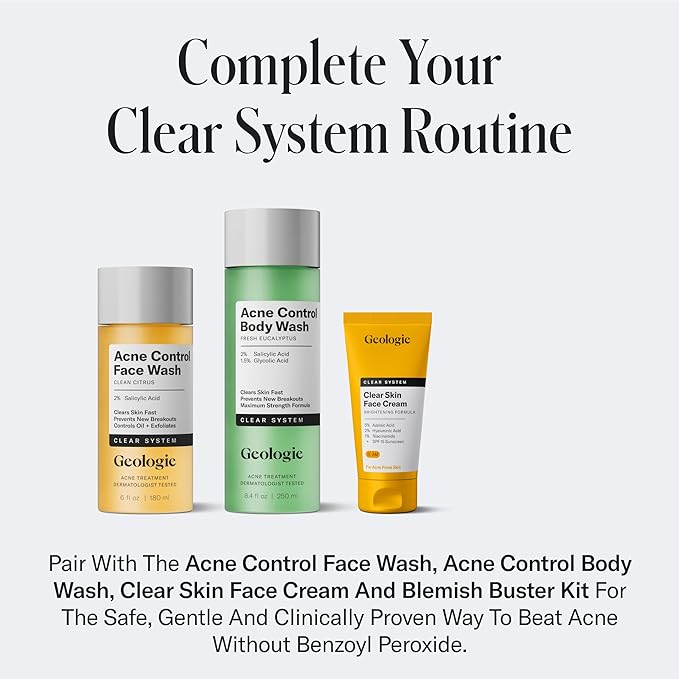 Geologie Skin Repair Moisturizer Face Cream | Clear System Retinol Resurfacing Formula | For Blemish Prone Skin with Niacinamide & Hyaluronic Acid | 60 ML