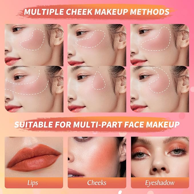 Liquid Blush Makeup Wand, Cream Liquid Blush with Cushion Applicator For Cheeks Tint, Natural-looking, Glow Dewy Finish, Weightless Blendable Liquid Blush Stick | #106 ELEGANT-Soft Pink