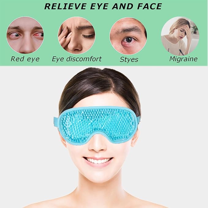 2PCS Gel Eye Mask, Reusable Hot Cold Therapy Eye Mask, for Puffy Eyes, Dark Circles, Headaches, Migraine, Stress Relief